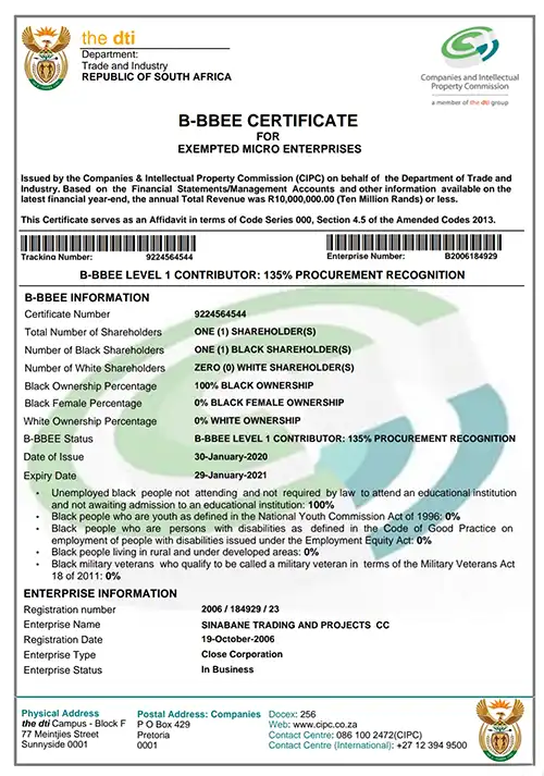 BEE certification
